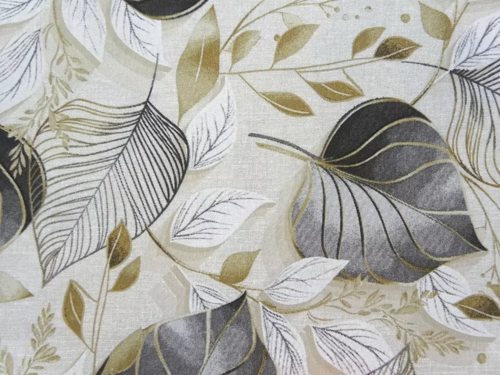 Poťahovka prírodná "béžové a sivé listy"