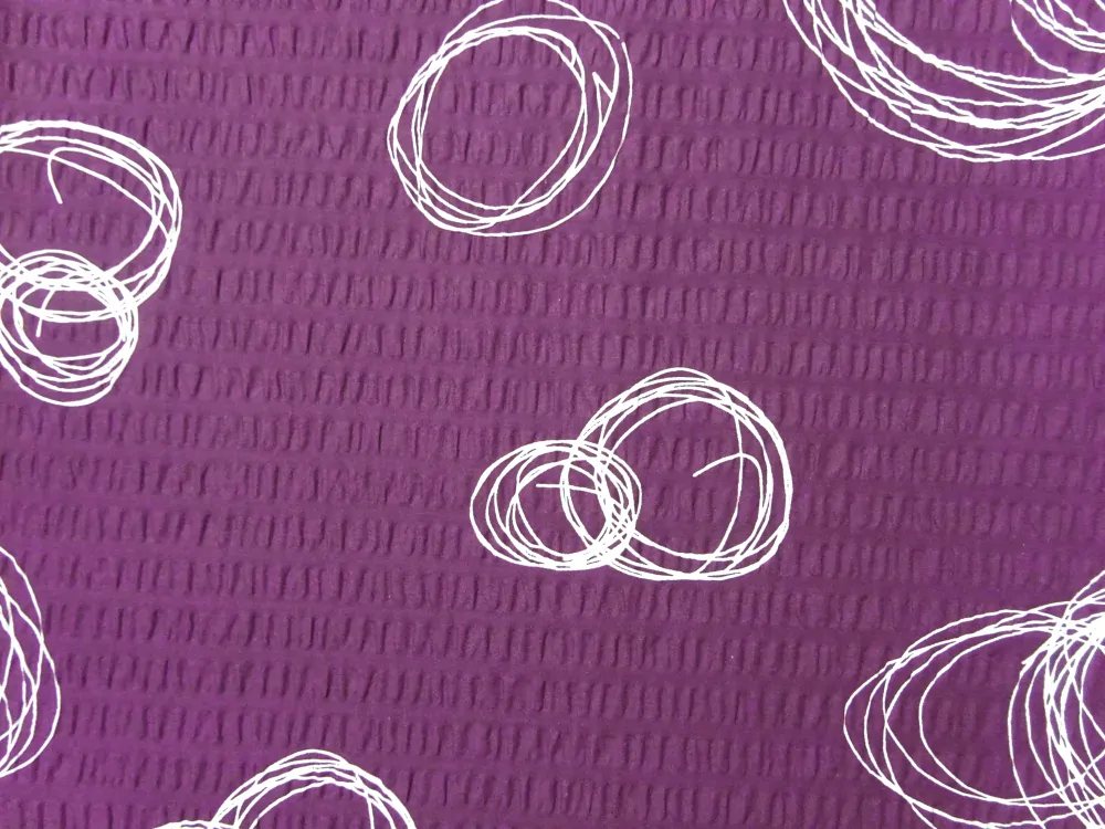 Krep bielo-baklažánový "kruhy" 