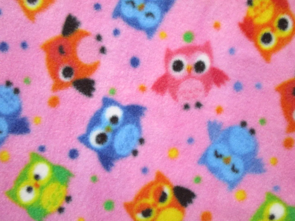 Fleece ružový "farebné sovičky"