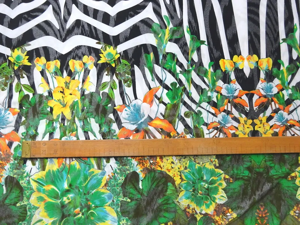 Úplet bielo-čierny "kvety, zebra" - bordúra obojstranná