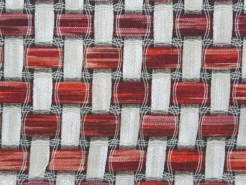 Poťahovka béžovo-červená "prepletaný vzor" 