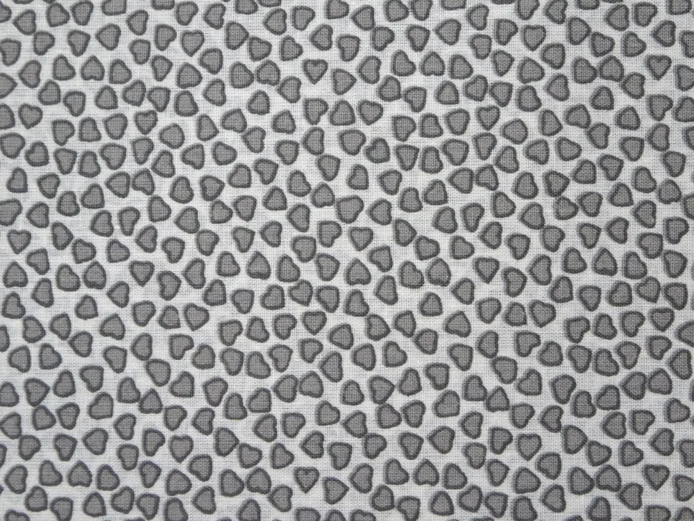 Bavlna biela "sivé srdiečka" 