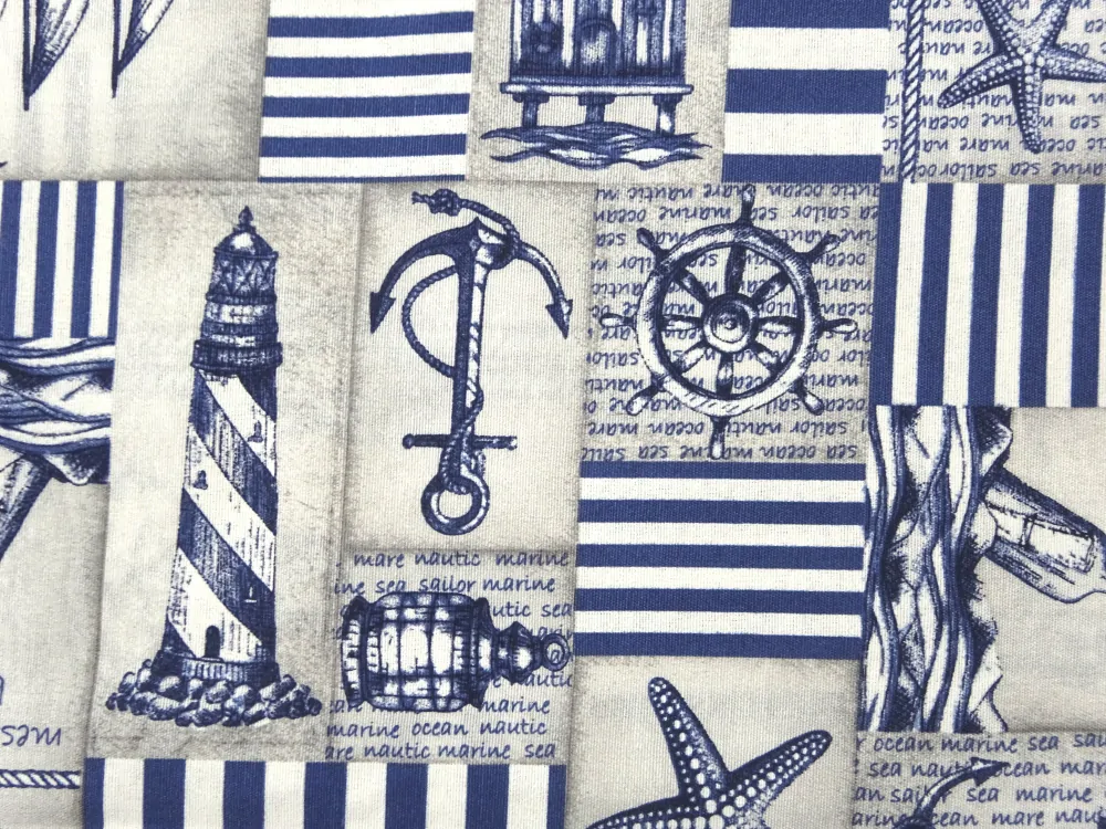 Poťahovka sivo-modrá "námornícky motív" 