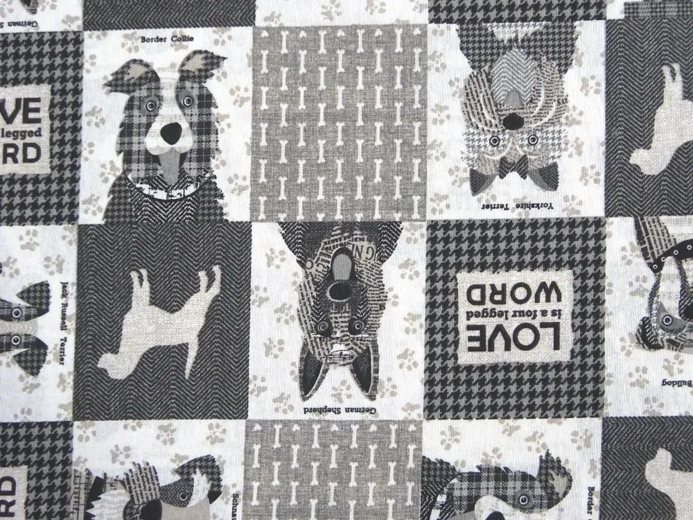 Poťahovka bielo-sivá "psík" 