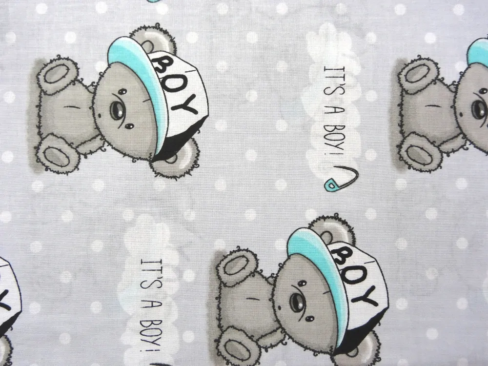 Bavlna sivá "IT´S A BOY"