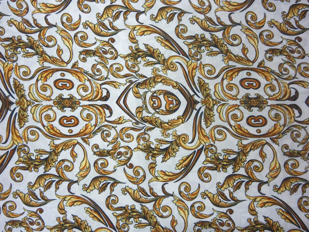 Hodváb smotanový "žlto-hnedý vzor" - talianska kolekcia 