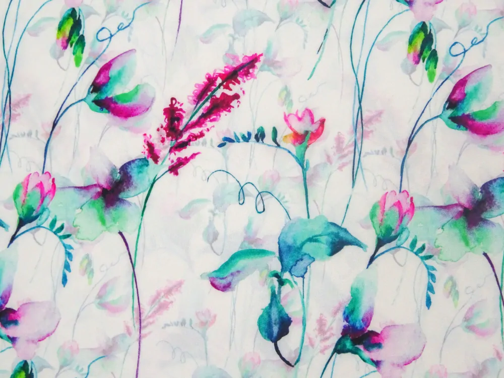 Šatovka s hodvábom biela "kvety, listy" 