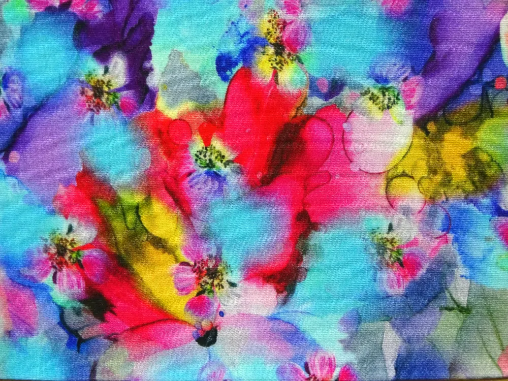 Úplet tyrkysový "rozpité kvety" - digitálna tlač 