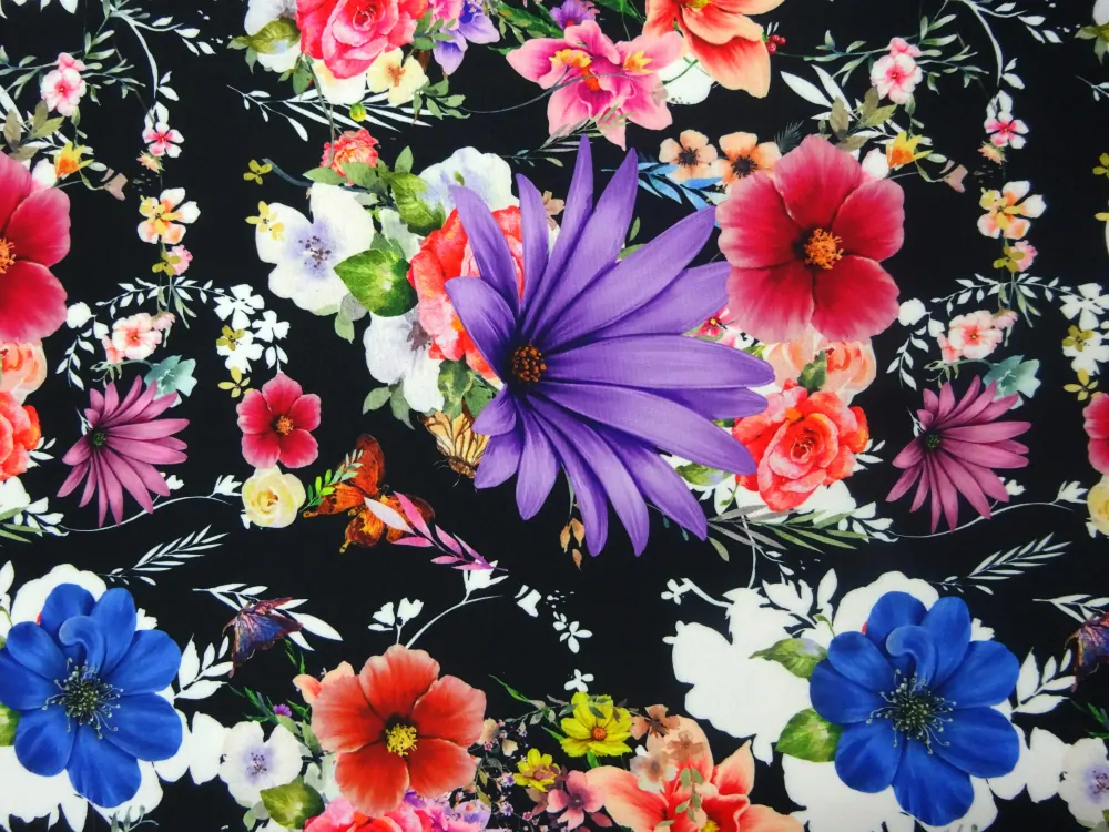 Šatovka Barbie čierna "farebné kvety" - Slovenská tlač 