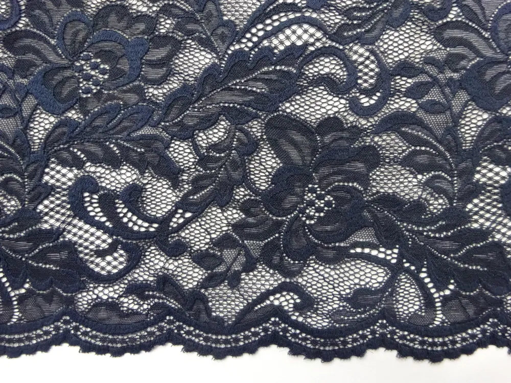 Krajka elastická tmavomodrá "modrý vzor" 