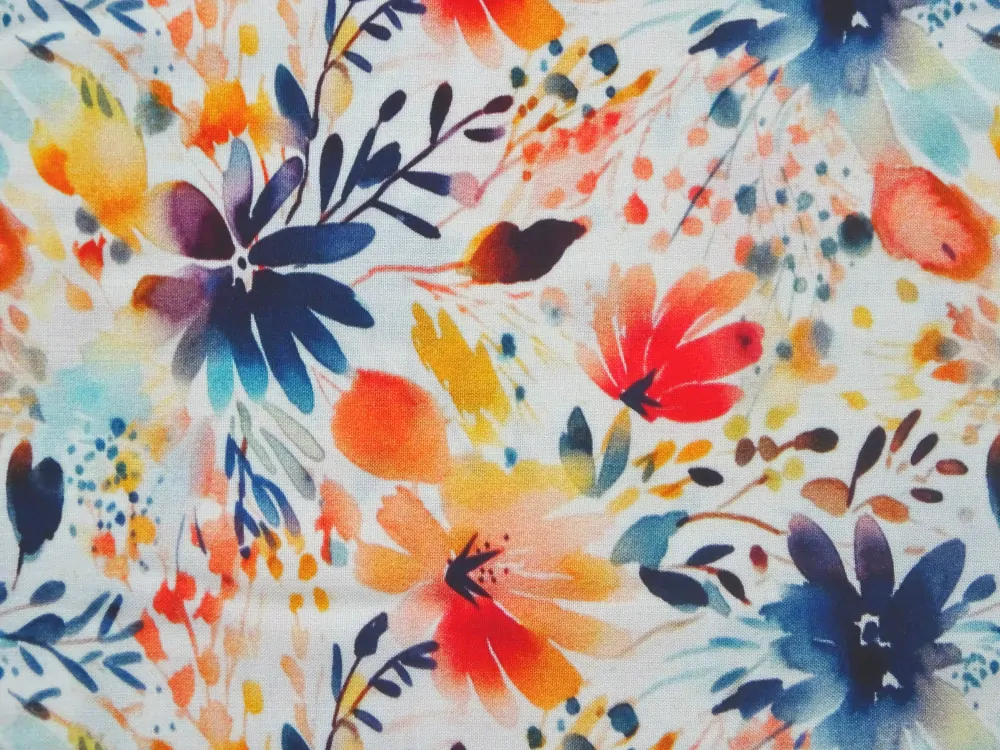 Šatovka biela "červeno-modré kvety" 