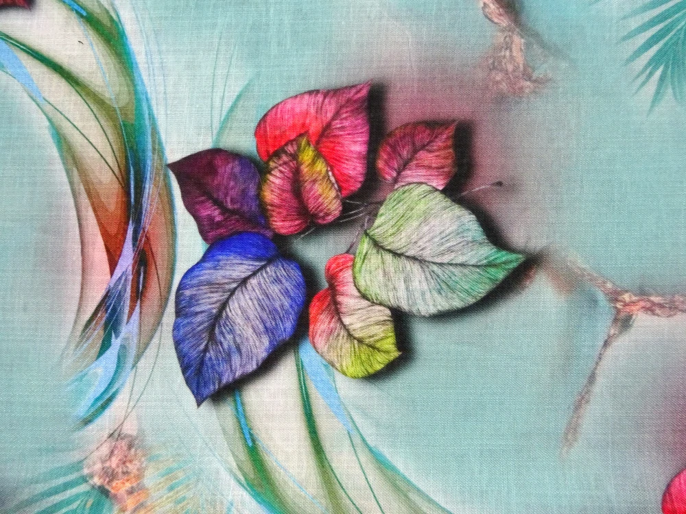 Ľan tyrkysový "listy" 