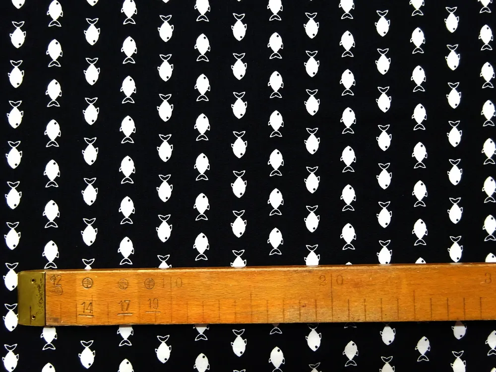 Úplet čierny "biele rybky" 