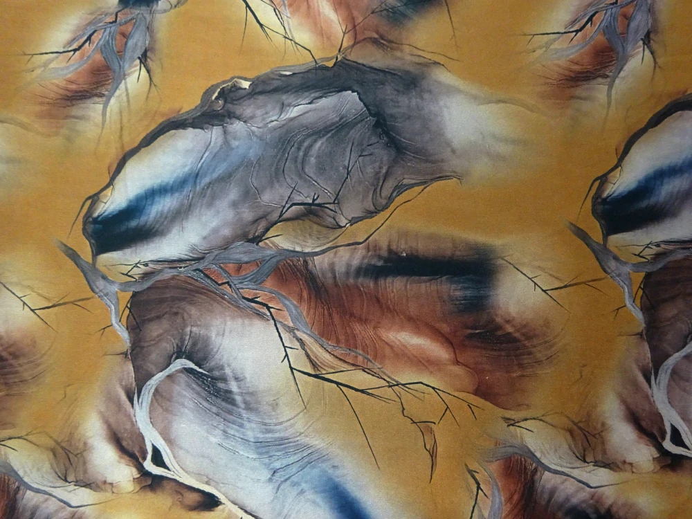 Hodváb zlato-hnedý "vzorovaný" 