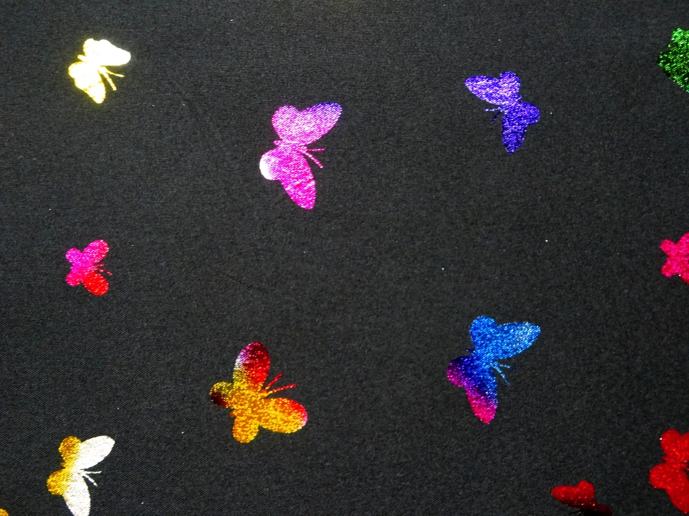 Softshell čierny "farebný lesklý motýľ" 