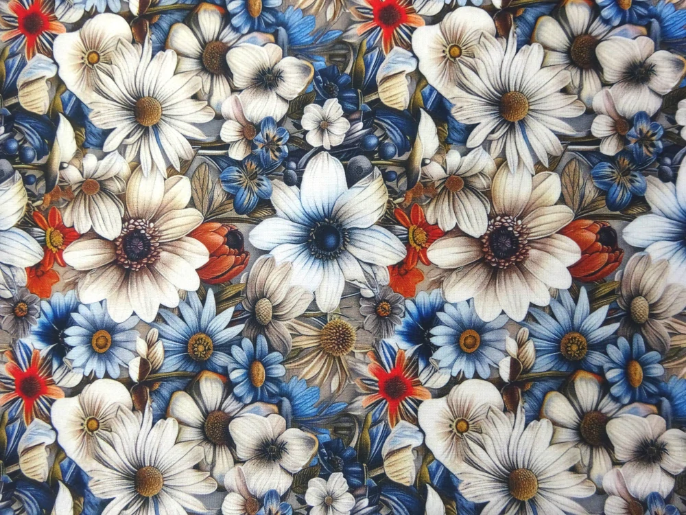 Úplet hnedo-sivý "kvety" - digitálna tlač 