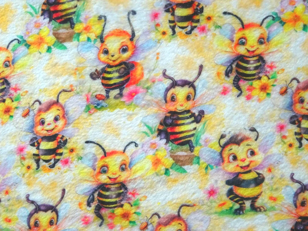 Fleece žltý "včielka" - digitálna tlač
