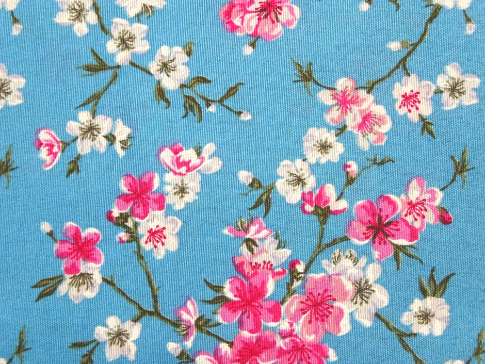 Poťahovka modrá "biele a ružové kvety" 