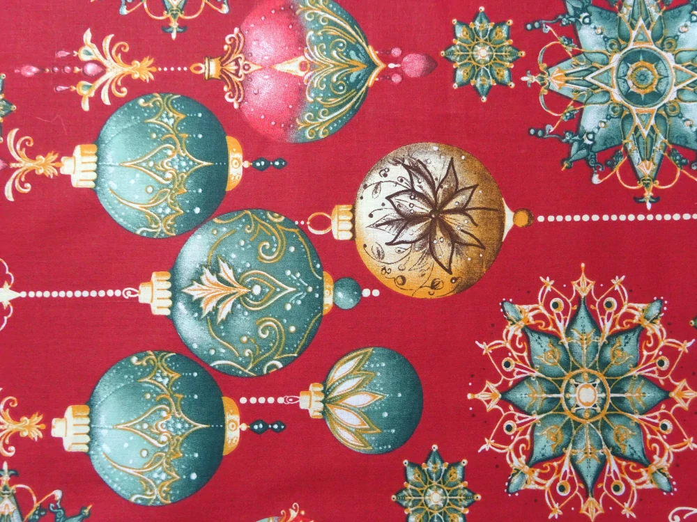 Bavlna červená "vianočný motív" 