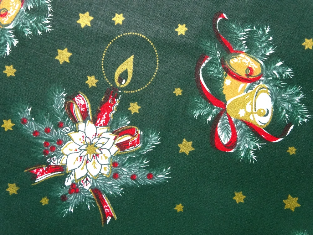 Bavlna tmavozelená "vianočná ruža" 
