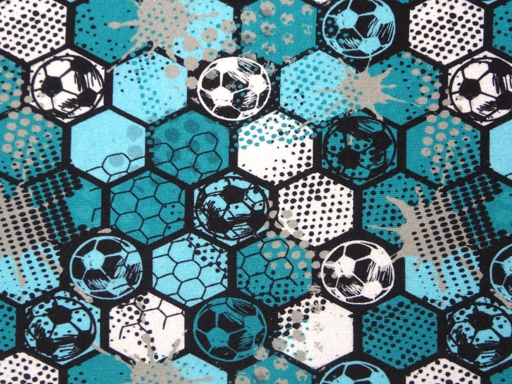 Teplákovina tyrkysovo-modrá "futbal" - počesaná 