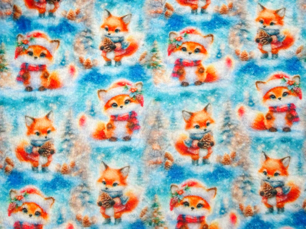 Fleece modrý "líška v zime" 