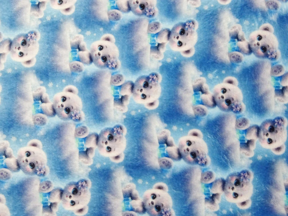 Fleece modrý "macko na obláčiku" 