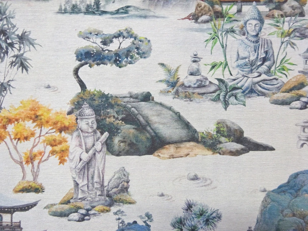 Poťahovka prírodná "listy, stromy, sochy, chrám"