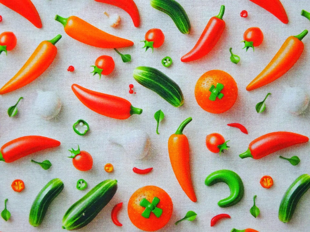 Bavlna smotanová "zelenina" - 3D