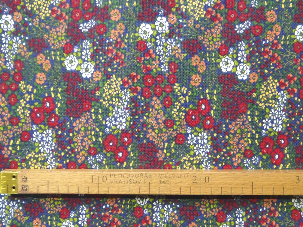 Poťahovka tmavomodrá "farebné kvety" 