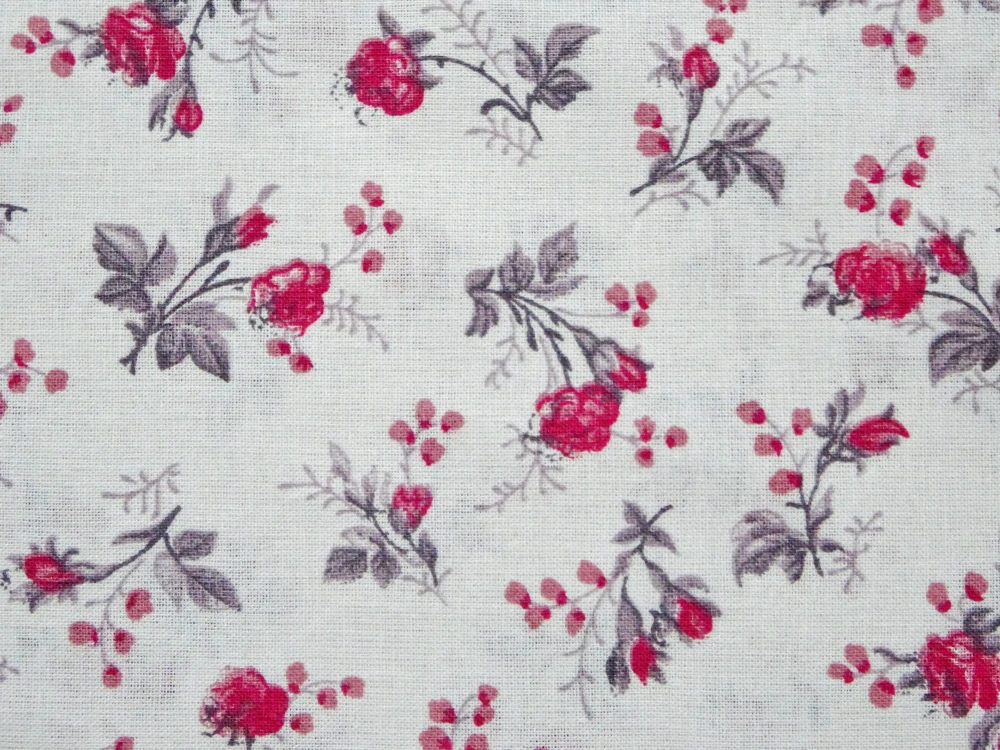 Bavlna biela "červené kvety" 