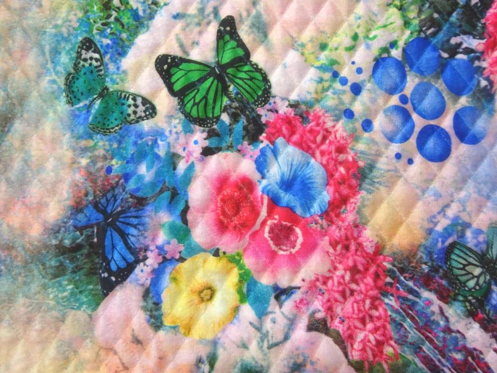 Úplet prošev maslovo-ružový "kvety, motýle"