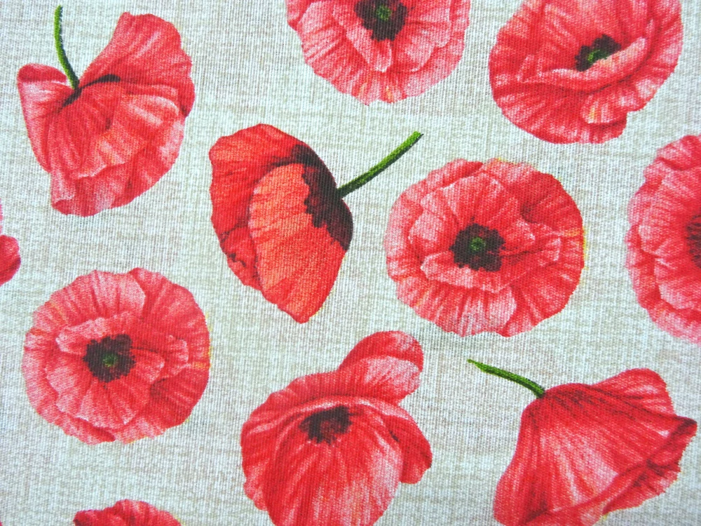 Poťahovka žíhaná "červené maky" 