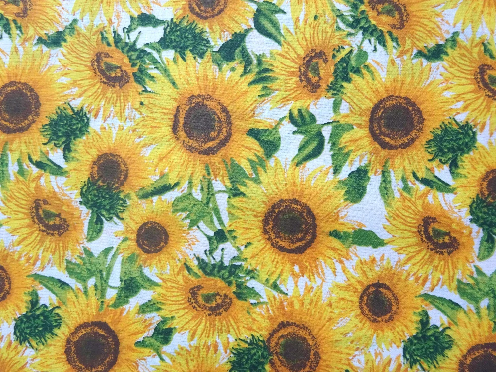Bavlna biela "slnečnice" 