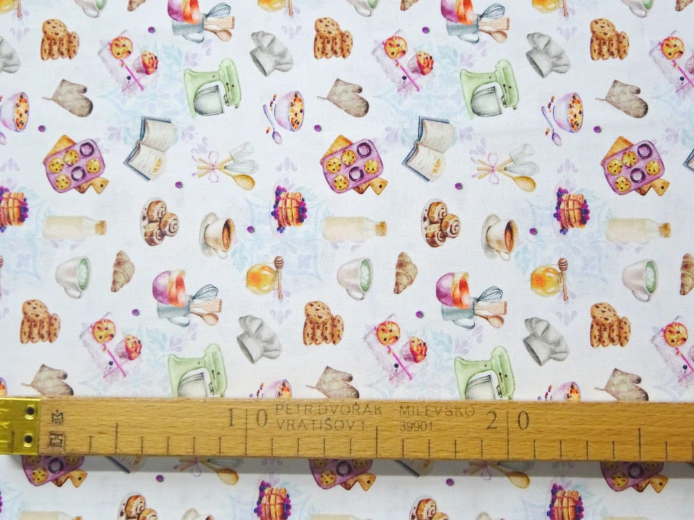 Popelín biely "kuchyňa" - Taliansko 