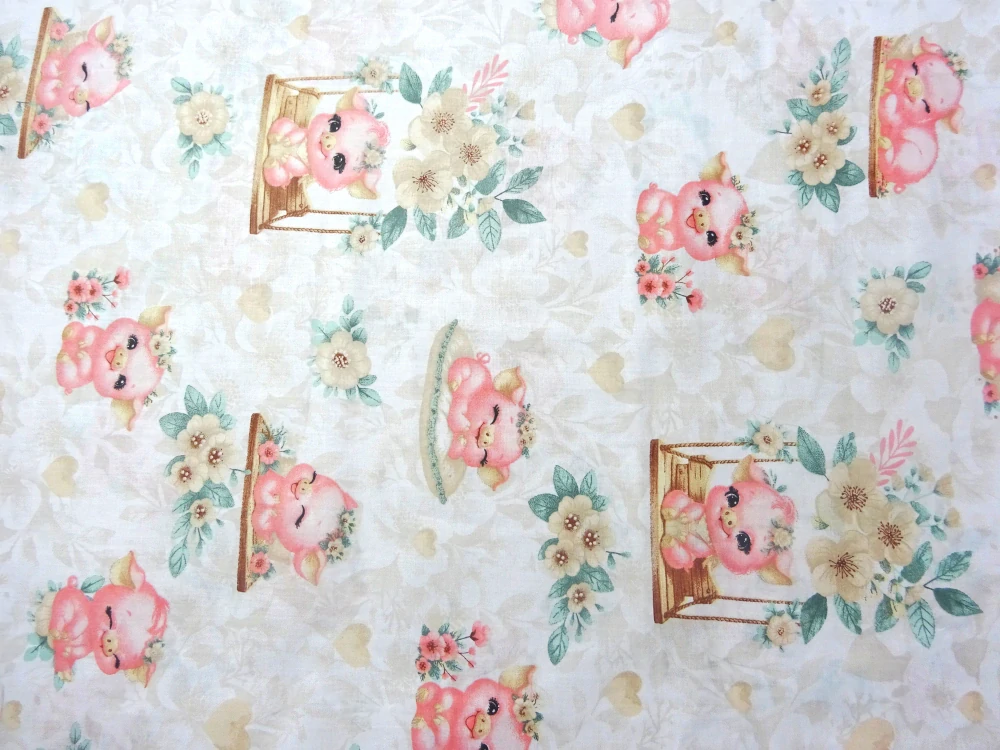 Bavlna biela "veselé prasiatka" 