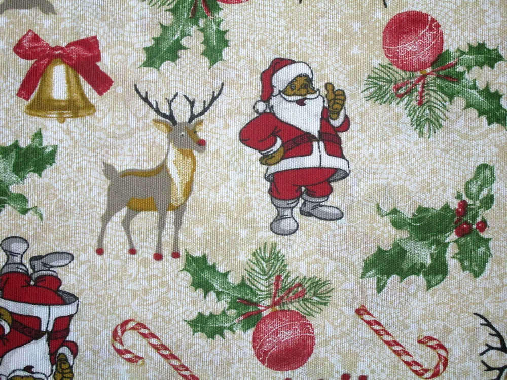 Poťahovka bielo-béžová "Santa Clause, sob, zvonček"