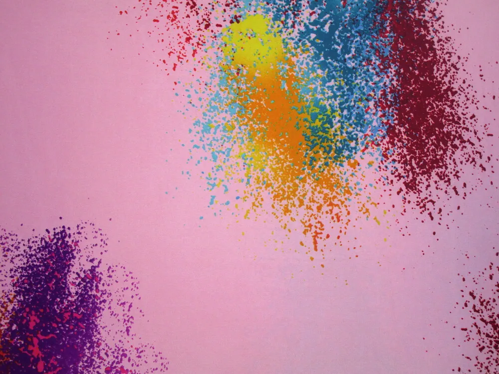 Satén ružový "farebné machule" 