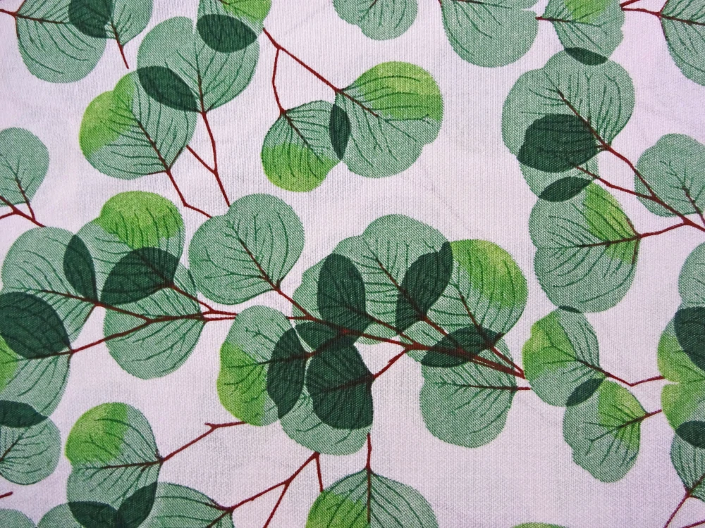 Poťahovka biela "zelené listy" 