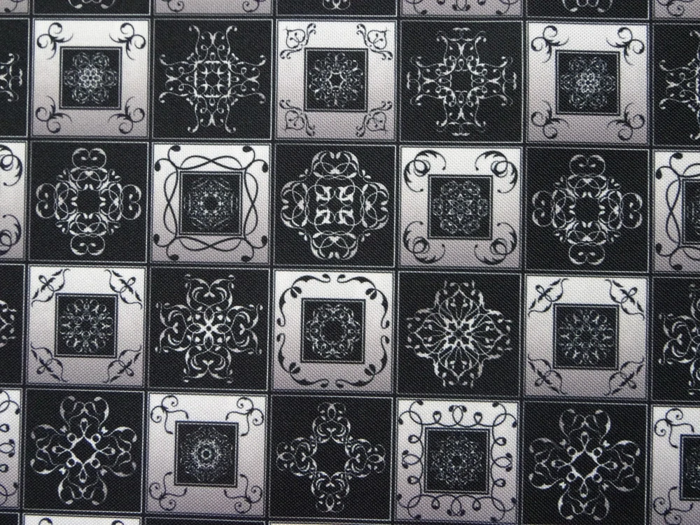 Kočíkovina bielo-sivo-čierna "vzorovaná" 