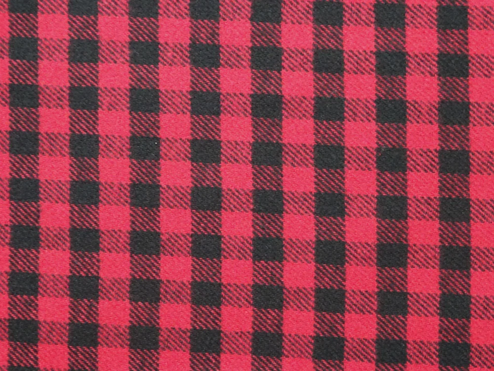 Flanel zmesový červený "čierna kocka" 