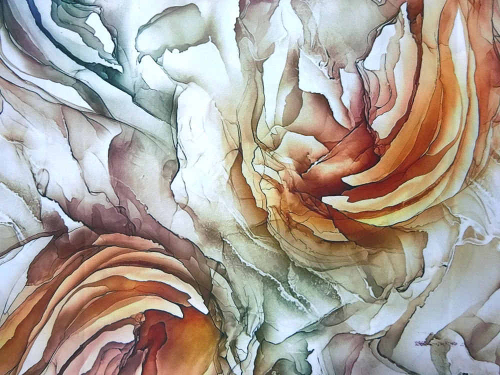 Hodváb farebný "abstraktný vzor" 