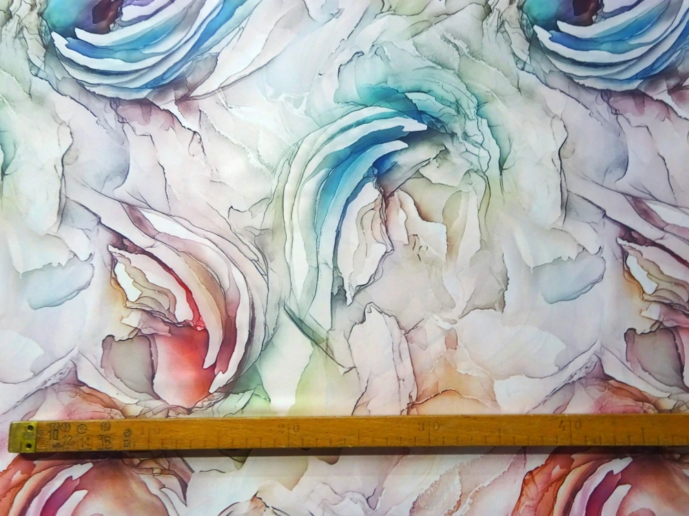 Hodváb farebný "abstraktný vzor" 