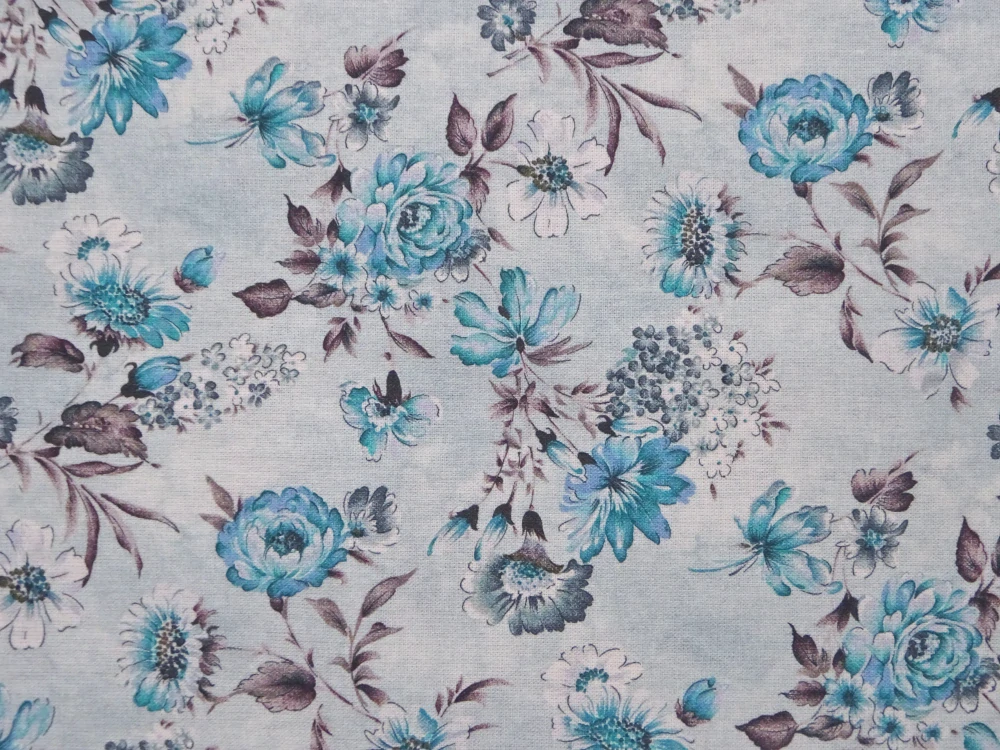 Bavlna modrá batika "modré kvety" - Taliansko