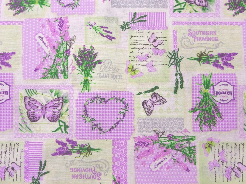 Bavlna bielo-béžovo-fialová "levanduľa" 