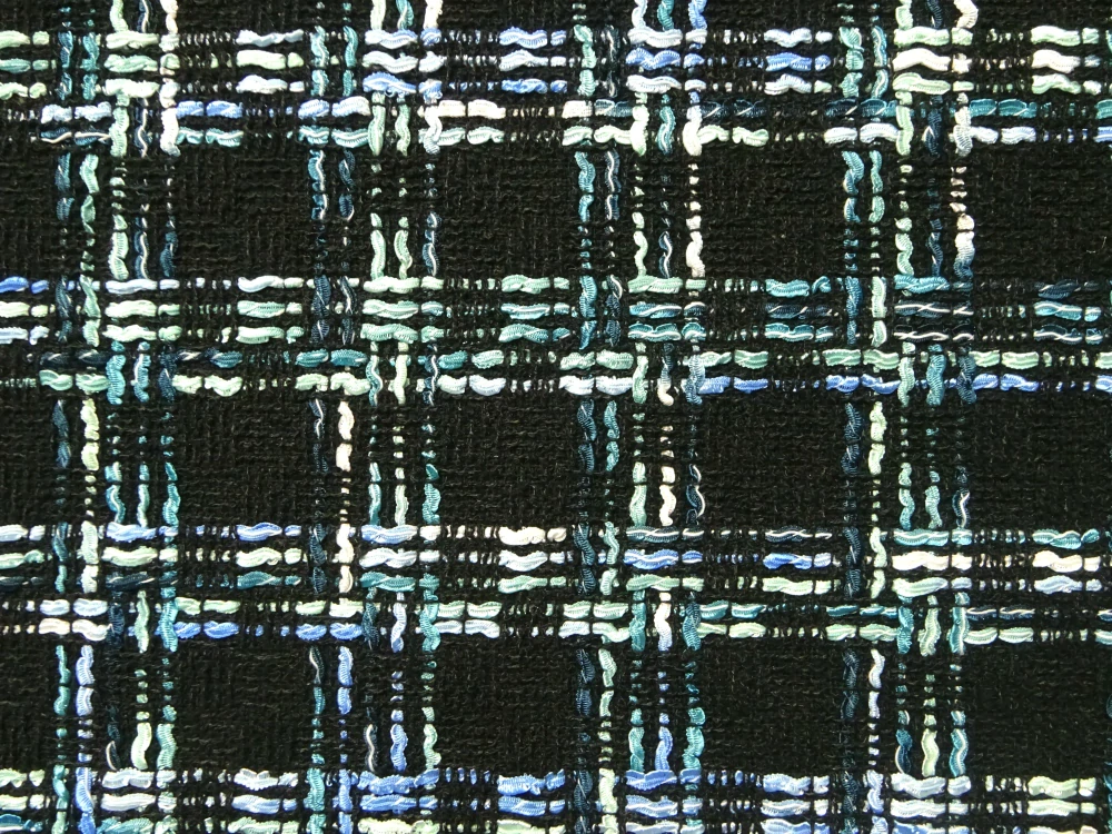 Kostýmovka Chanel čierna "zeleno-modrý vzor" 