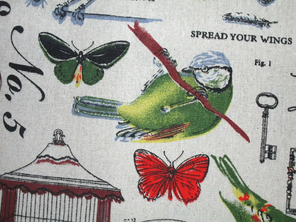 Poťahovka prírodná "farebné vtáky"