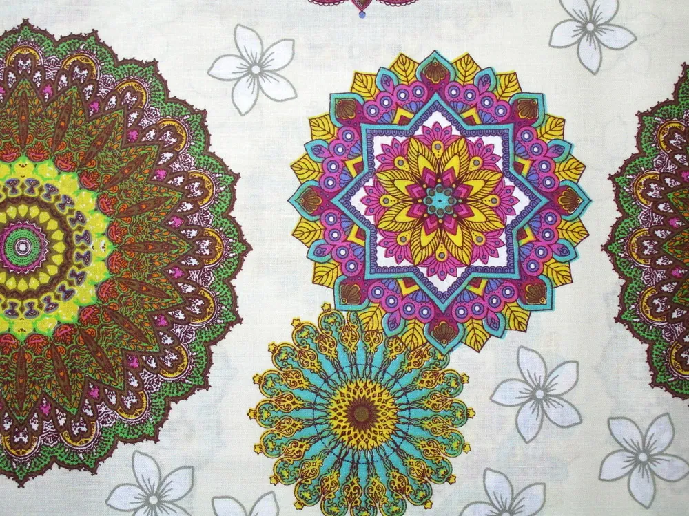 Bavlna maslová "farebná mandala" 