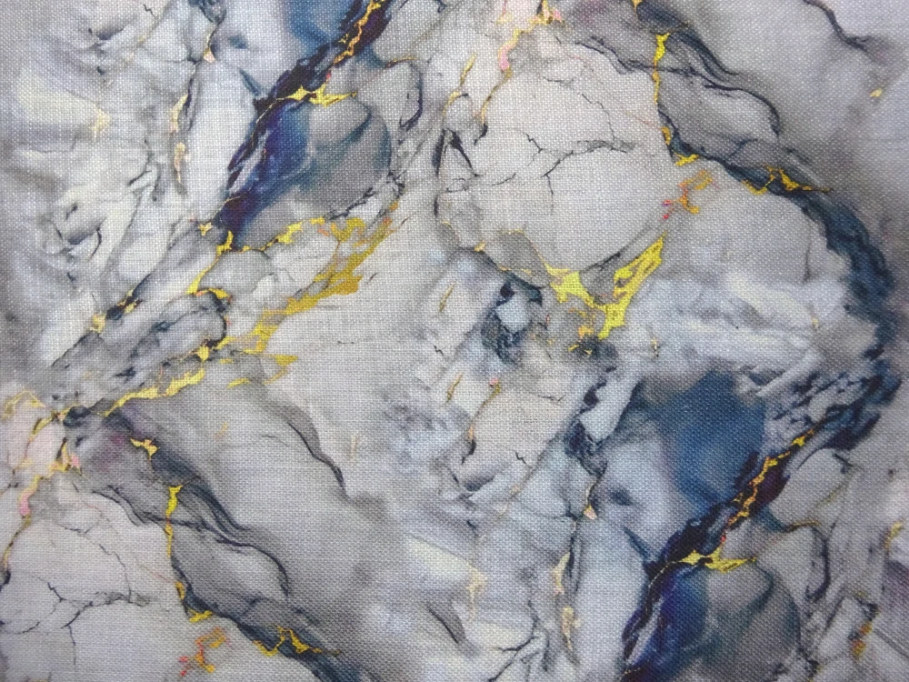 Ľan žlto-modro-sivý "mramor" 