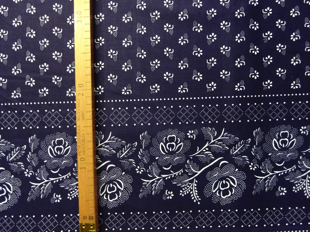 Bavlna tmavomodrá "ľudový vzor" - bordúra 